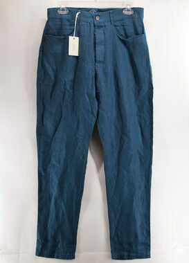 Alex Crane NWT Men's 30x31 Teal 100% Linen Flat Front Straight Leg Pants